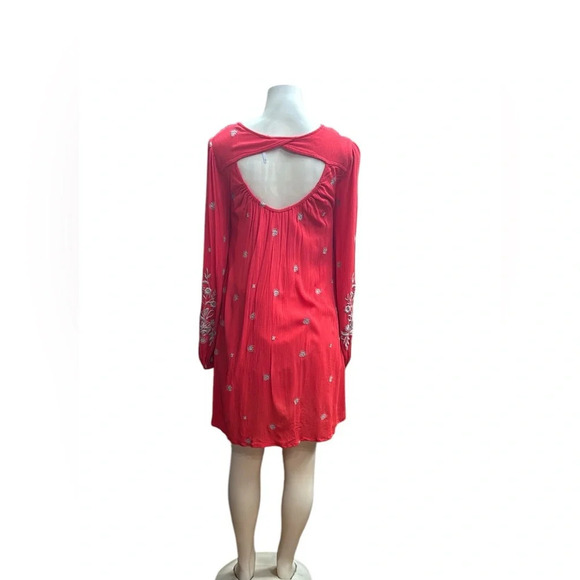 Free People. Red Embellished Ruffled Sundress - Picture 7 of 11